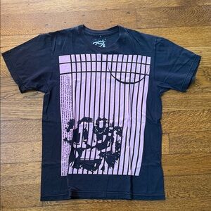 Black Tee with Pink Graphic Bars